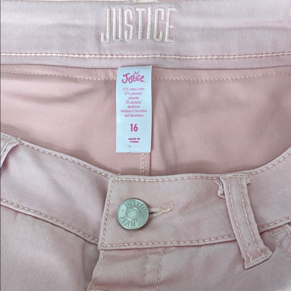 Justice Stretch Denim pink skirt, w/undershorts